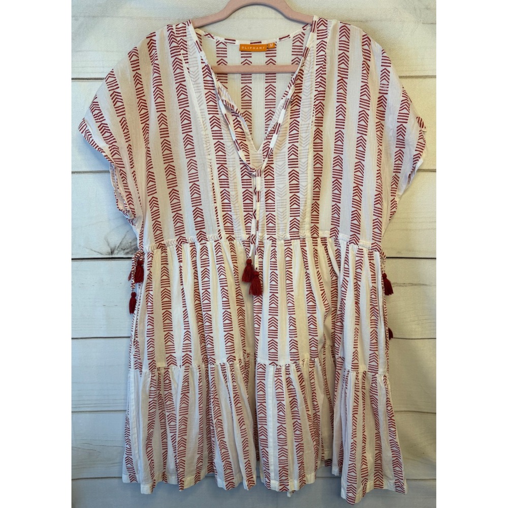 Oliphant Cream and Red Striped Mini Dress